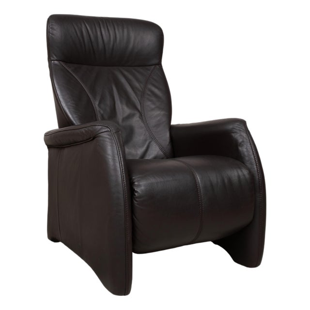 Cumuly Leather Armchair in Anthracite Grey with Manual Reclining Function by Himolla For Sale