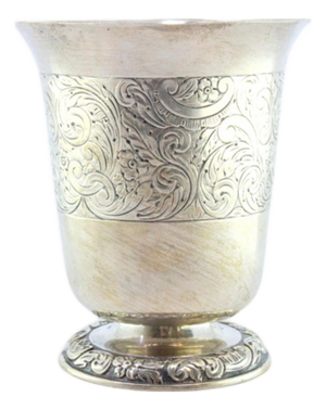 Silver Chalice with Engravings and Raised Base with Floral Motifs