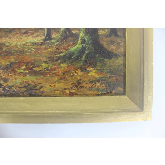 Early 20th Century Antique Signed Oil Painting Impressionist Fall Landscape With Trees and Laneway Framed For Sale - Image 5 of 11