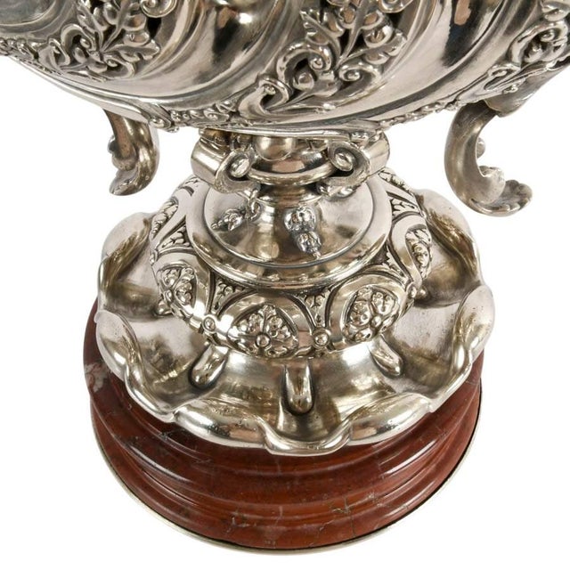 Metal Antique Silver Plate Figural Liberty & Cherub Centerpiece Bowl on Marble Base, Circa 1890 For Sale - Image 7 of 11