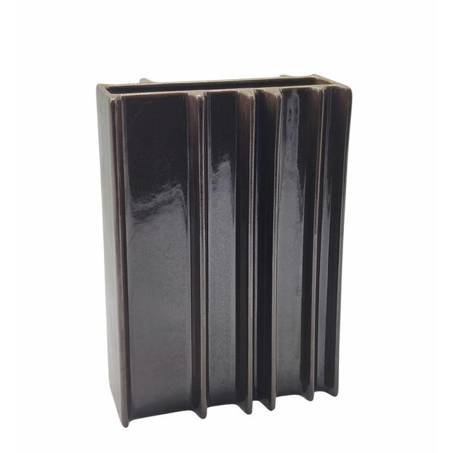 Brown Ceramic Vase by Angelo Mangiarotti for F.lli Brambilla, Italy, 1960s For Sale - Image 9 of 9