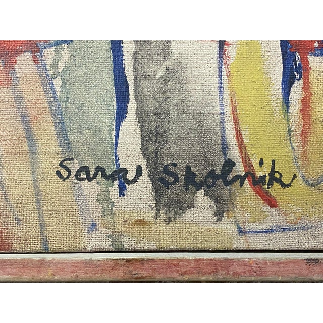 1960s "Flight of Fancy" Abstract Expressionist Oil Painting by Sara Skolinik, Framed For Sale - Image 11 of 13