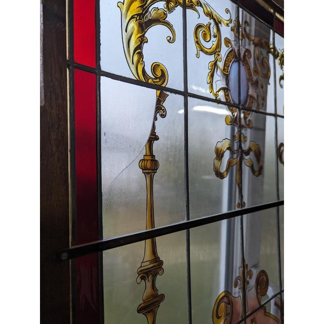 Metal 19th Century Stained Glass Windows, Set of 2 For Sale - Image 7 of 8