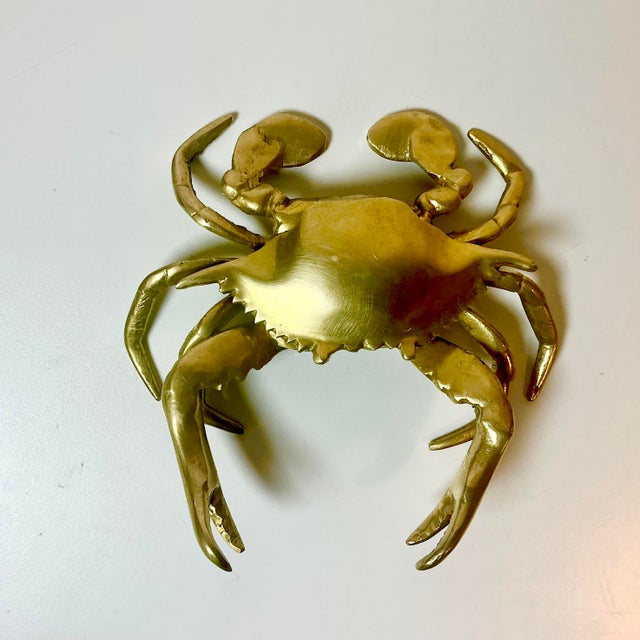 Hollywood Regency 1960s Vintage Costal Hollywood Regency Boho Chic Brass Crab Box. For Sale - Image 3 of 9