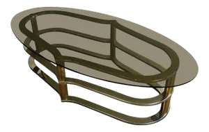 Gold Gilt Brass and Chrome Design Coffee Table, French, circa 1960