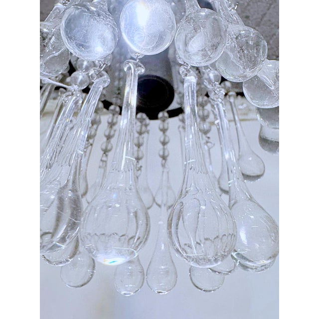 1950s Vintage Crystal Upside Down Waterfall Chandelier With Ornate Silver Rim For Sale - Image 5 of 7