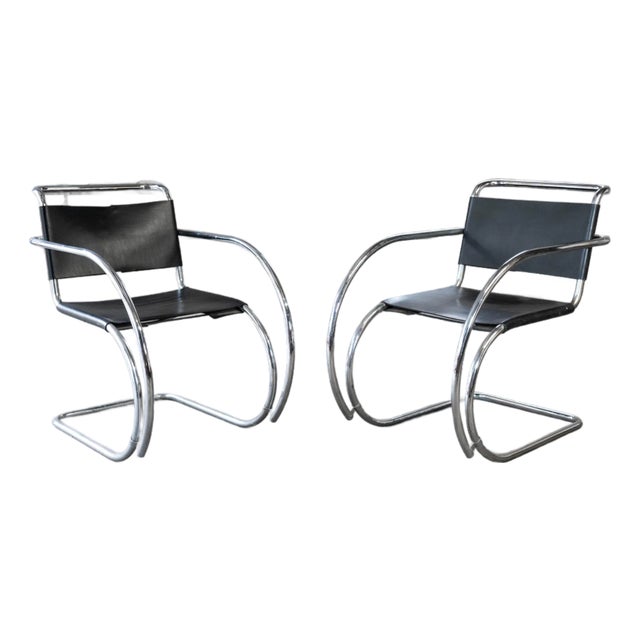 Vintage Mid Century Chairs Mies Van Der Rohe 'Mr20' Attr. Chairs - A Pair For Sale