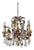 Hollywood Regency Crystal 6-Arm Chandelier with Hand-Painted Rose Details from Palwa, 1950s For Sale