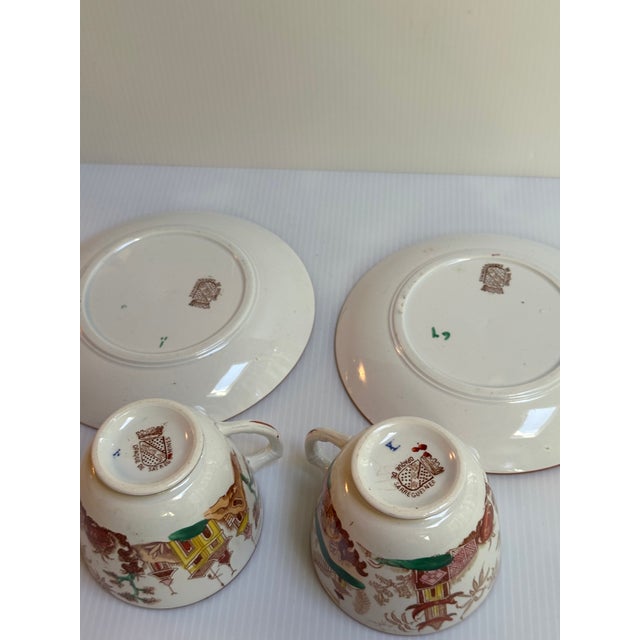 Ceramic Antique 1880s Sarreguemine Kyoto France Tea Cup and Saucer Set for Two(2) For Sale - Image 7 of 18