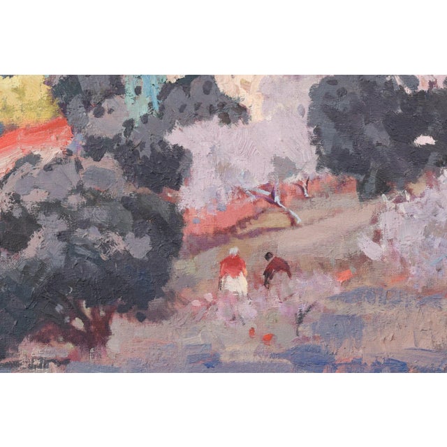 Josep Mas Pou, Almond Blossom Landscape, Mid-20th Century, Oil on Canvas For Sale - Image 3 of 15