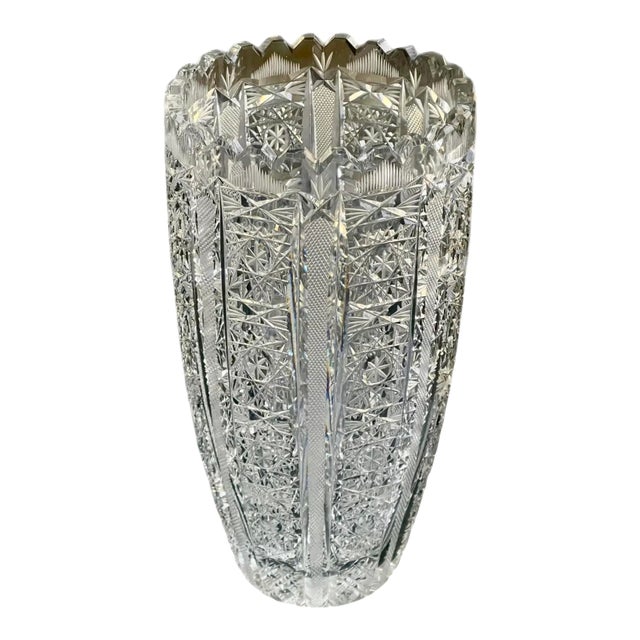 Tall Antique American Brilliant Vase For Sale