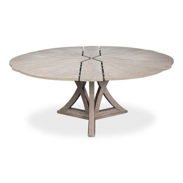 Modern Transitional Round Dining Table, Large - Grey Oak For Sale - Image 3 of 11