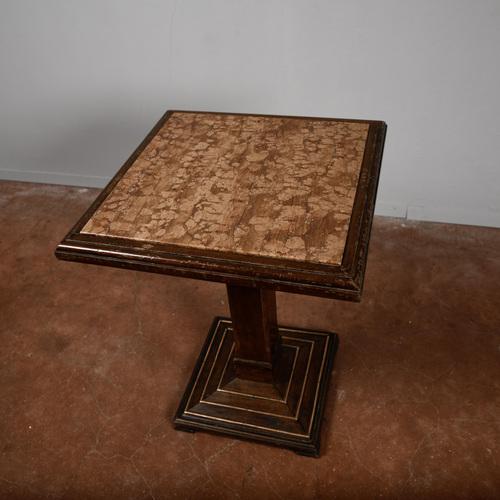1930s Square Coffee Table with Marble Top and Copper Footrest For Sale - Image 5 of 9