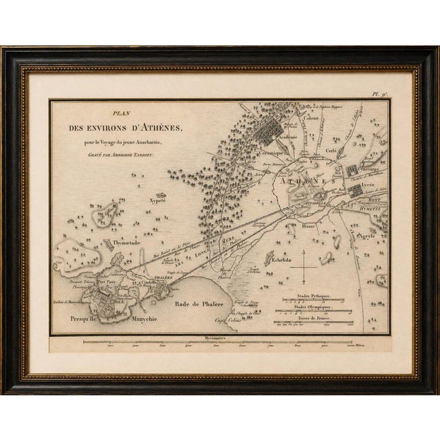 Title: Ancient Athens and Piraeus Map by Ambroise Tardieu, 1825 : Original antique engraved map of Athens, Piraeus and...