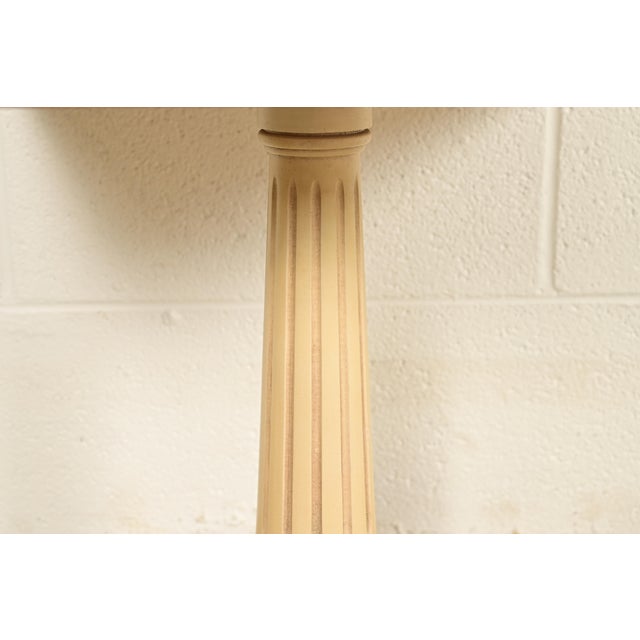 Hollywood Regency Cherry Wood and Cream Lacquered Pedestal Tea Table or Occasional Side Table by Mersman, Circa 1960s For Sale In South Bend - Image 6 of 10