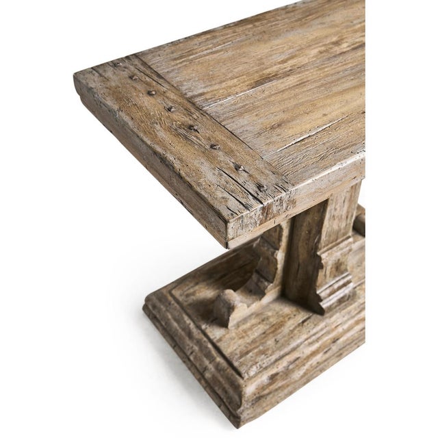 Rustic Farmhouse Trestle Wood Side Table For Sale - Image 12 of 12