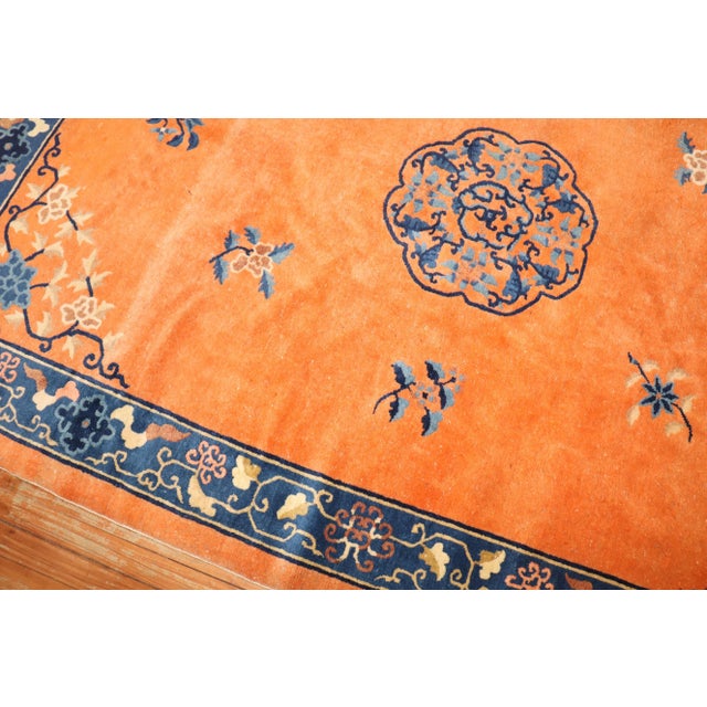 Orange Fire Orange Antique Chinese Rug, 5'11'' X 8'8'' For Sale - Image 8 of 12