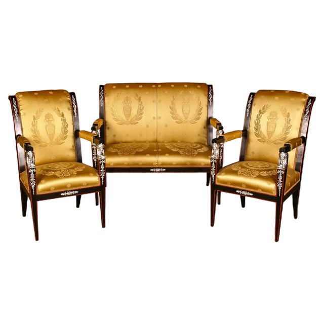 20th Century French Empire Style Garniture Living Room Set, Set of 3 For Sale