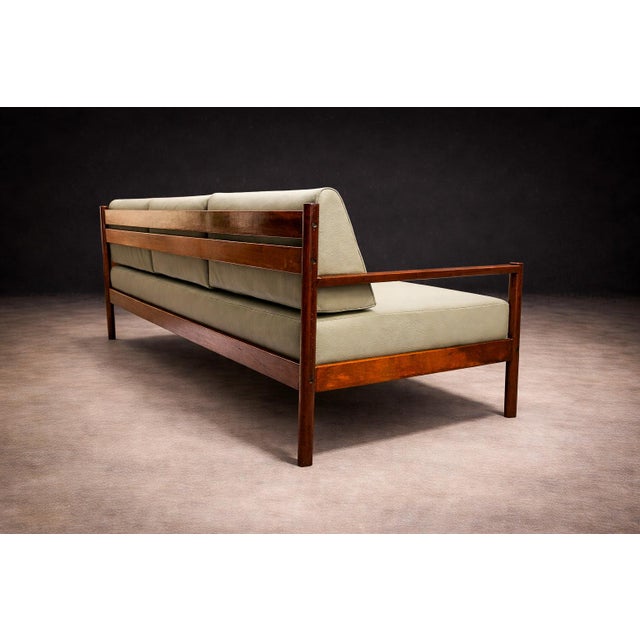 Sofa in Imbuia Hardwood & Leather by Michel Arnoult, 1960s - Lot 155 For Sale In New York - Image 6 of 10