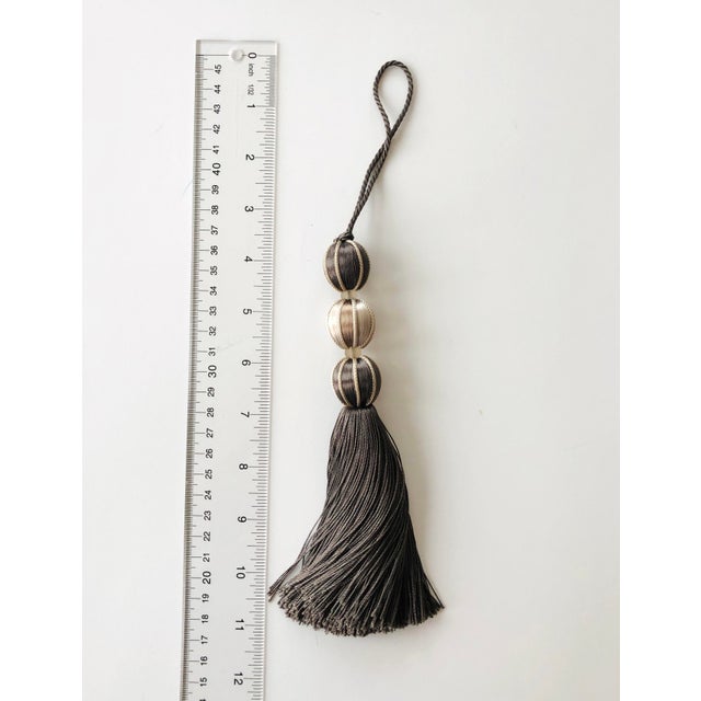 Pair of Smoky Ash and Stone Colored Beaded Key Tassels For Sale - Image 12 of 14