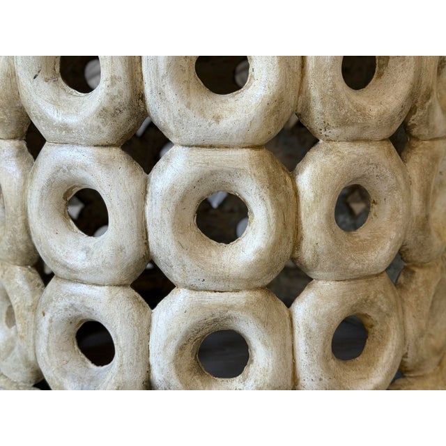 Antiqued Transitional Tribal Drum-Style Concrete “Dagen” Coffee Table by Made Goods For Sale - Image 9 of 12