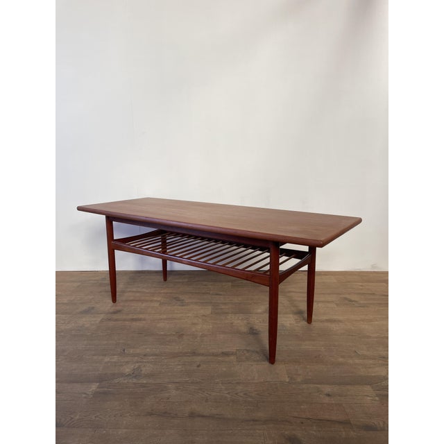 Wood Mid-Century Modern Danish Teak Coffee Table with Slatted Shelf, 1960s For Sale - Image 7 of 18