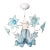 Vintage Murano Style Glass Chandelier, 1980s Blue Floral Lamp, Small Italian Ceiling Light For Sale