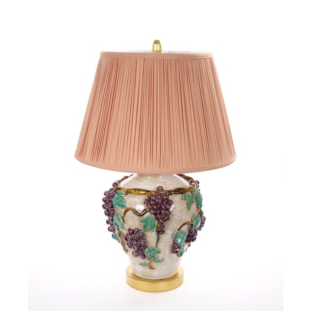 Ceramic Mid-Century Modern Italian Glazed Ceramic Grape and Vine Table Lamps –Pair For Sale - Image 7 of 11