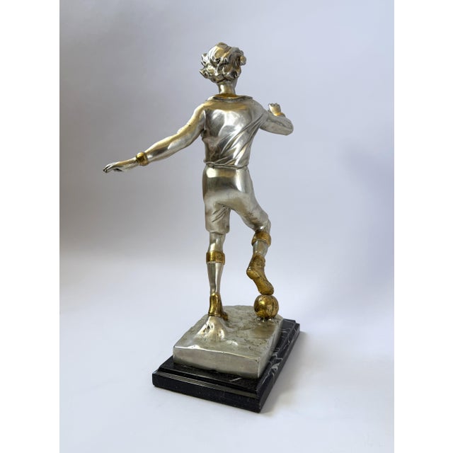 Silver Bronze Sculpture of Soccer Player – 18" For Sale - Image 8 of 12