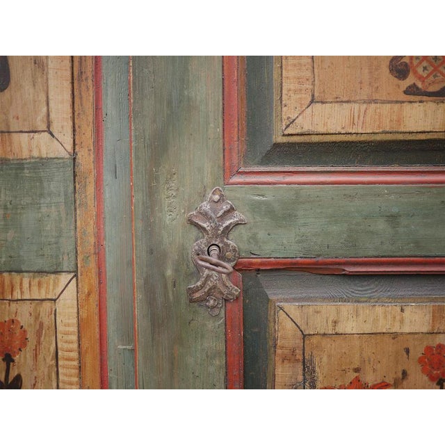 Alpine Blue Floral Painted Cupboard For Sale - Image 11 of 18