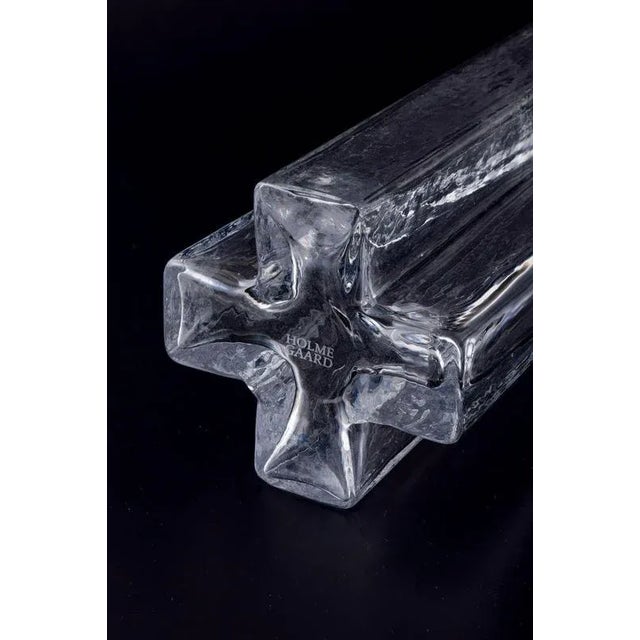 Vintage Cross Vase in Clear Molded Glass from Holmegaard For Sale - Image 4 of 7