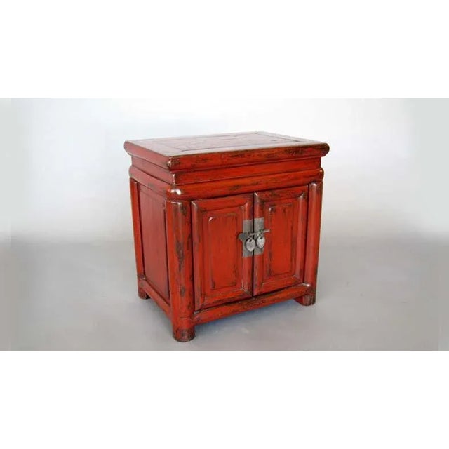 Wood Late 20th Century Red Lacquered Nightstand For Sale - Image 7 of 7