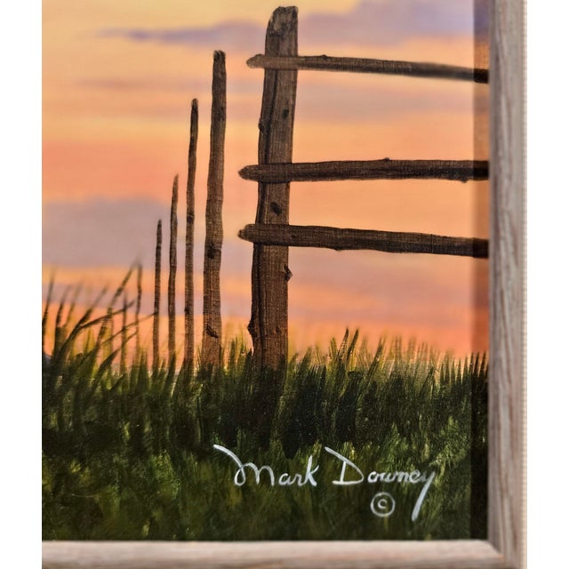 Wood Mark Downey - The Sunset Cowboy & His Horse - Oil Painting For Sale - Image 7 of 9