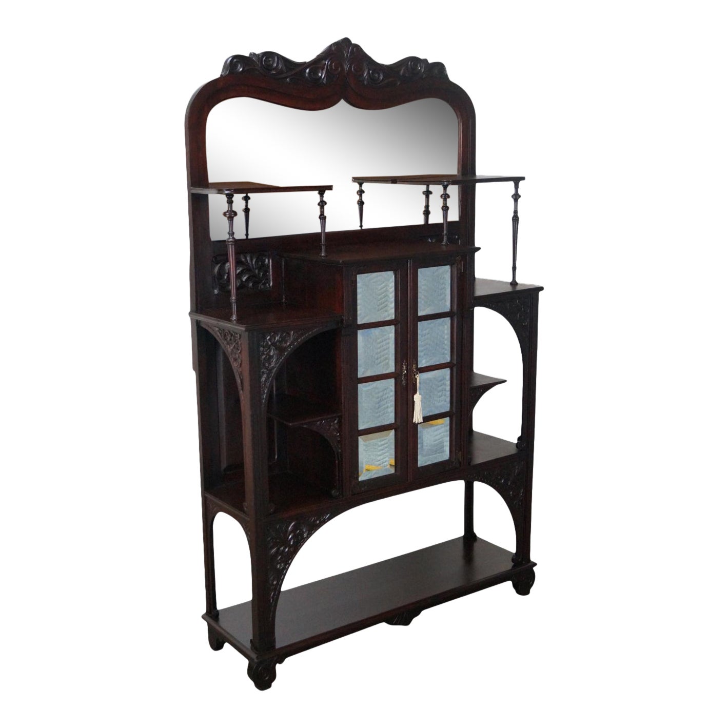 Antique Victorian Mahogany Mirror Back Curio Chairish