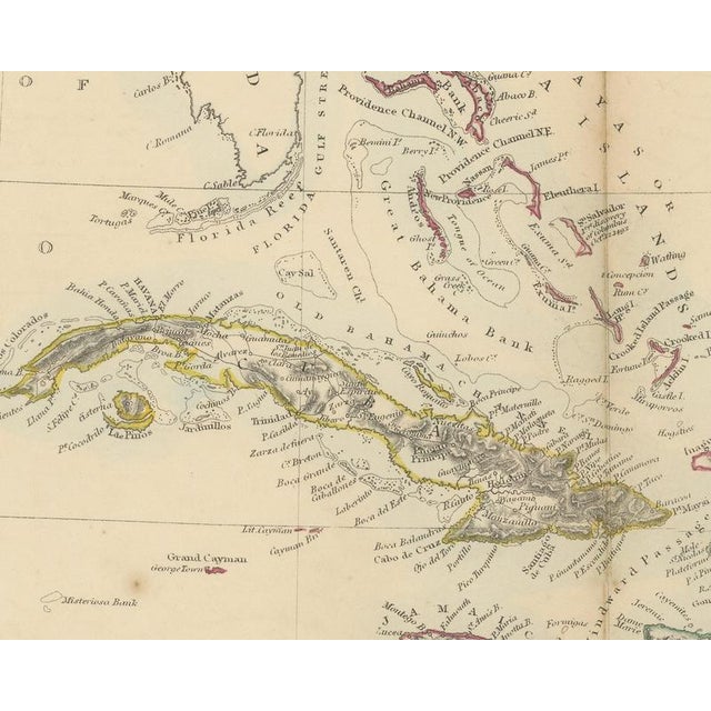 Antique Map of the Antilles or West India Islands with Island Areas, 1858 For Sale - Image 4 of 9