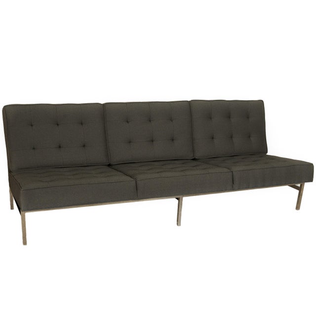 A professionally &amp; fully restored Florence Knoll for Knoll Associates "Parallel Bar" sofa, 1955. This classic Florence...