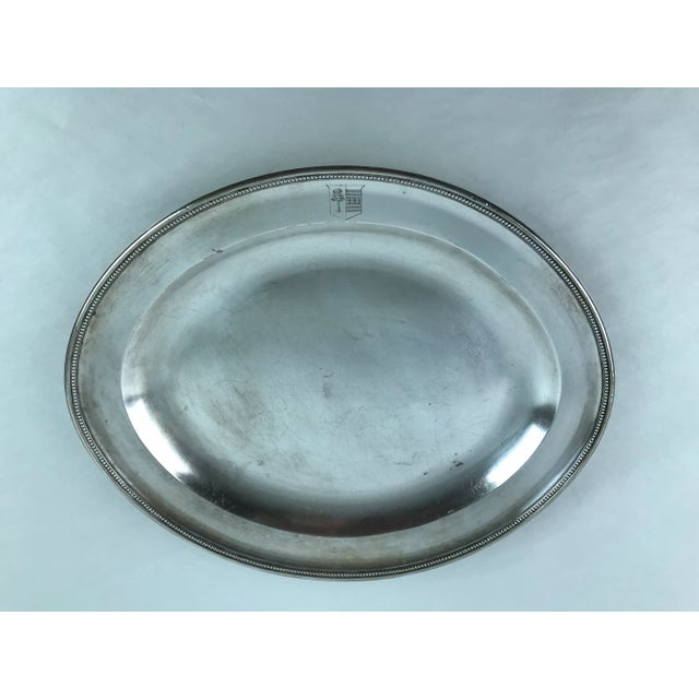 Large Silver Armorial Hallmark Oval Platter For Sale In Chicago - Image 6 of 6