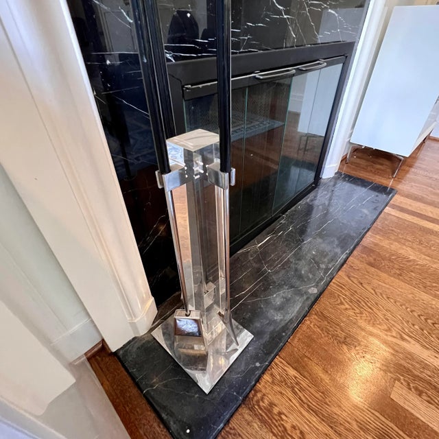 Alessandro Albrizzi Alessandro Albrizzi Acrylic and Chrome Fireplace Tool Set – Mid-Century Modern For Sale - Image 4 of 9