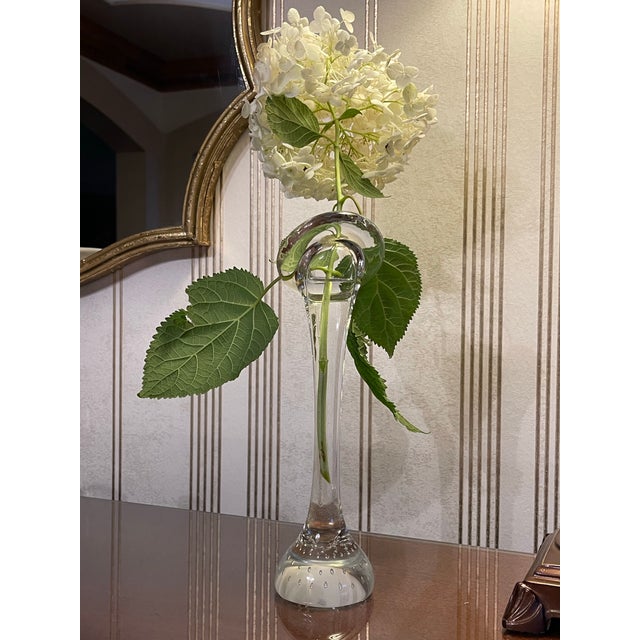 Mid-Century Modern Vintage Mid-Century Hand Blown Clear Glass Bullicante Bud Vase For Sale - Image 3 of 10