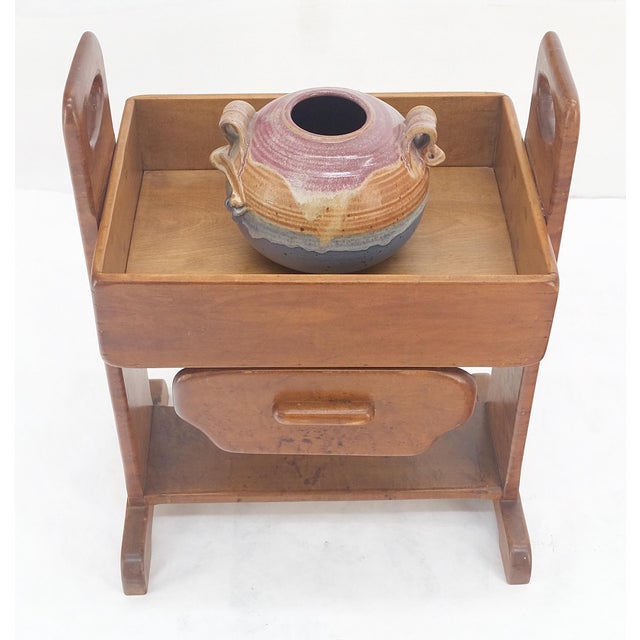 Mid 20th Century Unusual Solid Colonial Maple Gallery Top Side End Table One Drawer MINT For Sale - Image 5 of 16