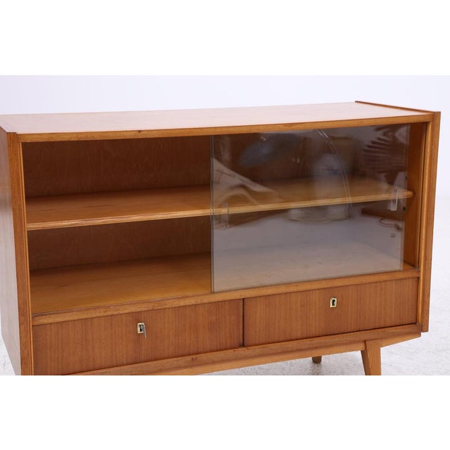 Brown Vintage Sideboard with Glass Sliding Doors, 1960s For Sale - Image 8 of 14