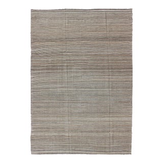 Keivan Woven Arts Modern Kilim With Solid Design in Variation of Gray Tones For Sale