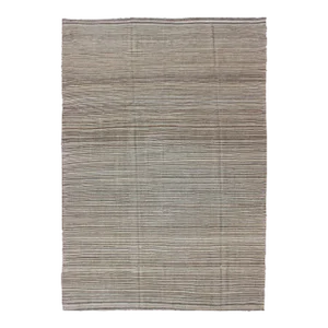 Keivan Woven Arts Modern Kilim With Solid Design in Variation of Gray Tones
