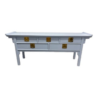 Coastal Chinoiserie Chic Pagoda Style Credenza by Century Furniture For Sale