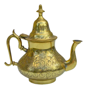 Brass Teapot W/ Floral Engravings