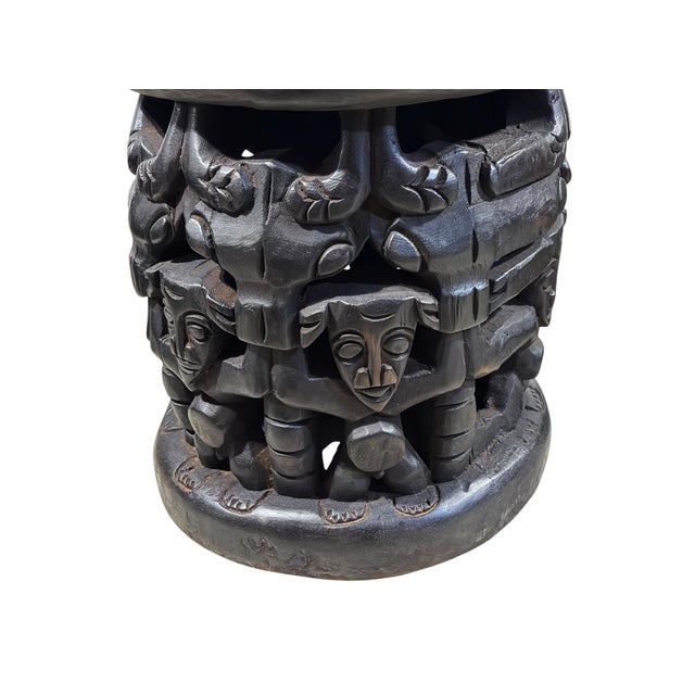Wood Vintage Lg Tribal Nobility Bamileke Spider Stool/Table Cameroon 16.5" H For Sale - Image 7 of 9