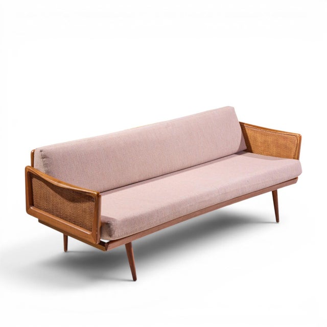 Peter Hvidt and Orla Mølgaard Nielsen Mid Century Teak and Cane Daybed For Sale - Image 9 of 9