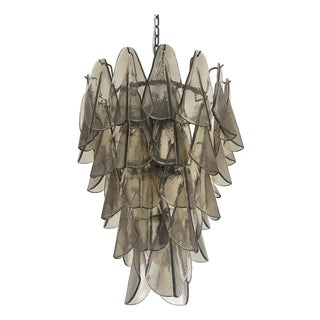 Smoked Fumé Murano Glass Rondini Cascade Chandelier by Simoeng For Sale