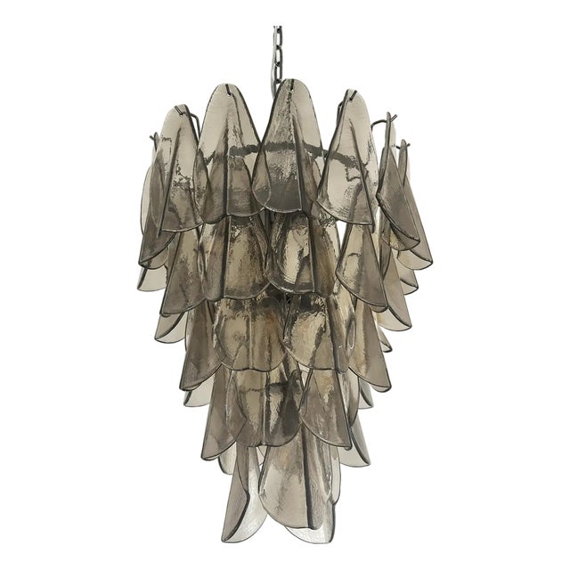 Smoked Fumé Murano Glass Rondini Cascade Chandelier by Simoeng For Sale