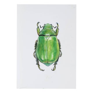 Juris Utans, Big Green Beetle, 2021, Mixed Media on Paper For Sale